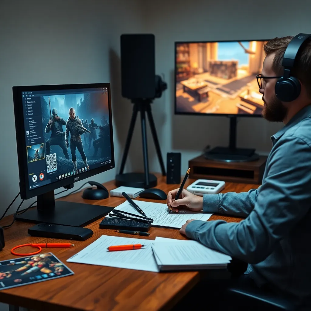 Analyse visueller und akustischer Elemente mit Headphones und Bildschirm